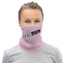 Load image into Gallery viewer, Neck Gaiter - freke-deke® distressed yin yang logo on pink
